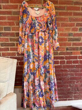 Seraphine Boho Vintage Floral Maxi Maternity and Nursing Dress